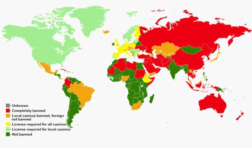 全球博彩监管政策地图标注各国合法化状态